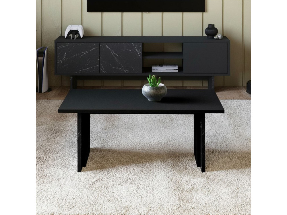 Couchtisch aus Holz "Ravello" - 90 x 50 x 40 cm - Schwarz