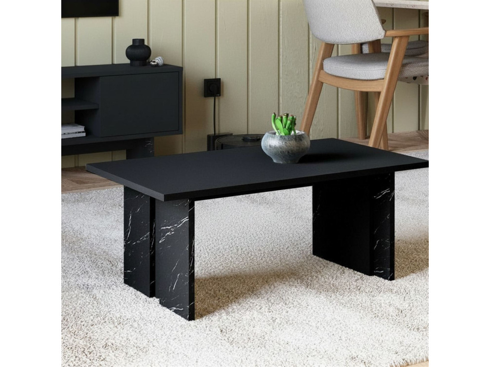 Couchtisch aus Holz "Ravello" - 90 x 50 x 40 cm - Schwarz