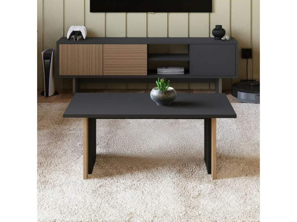 Couchtisch aus Holz "Ravello" - 90 x 50 x 40 cm - Anthrazitgrau