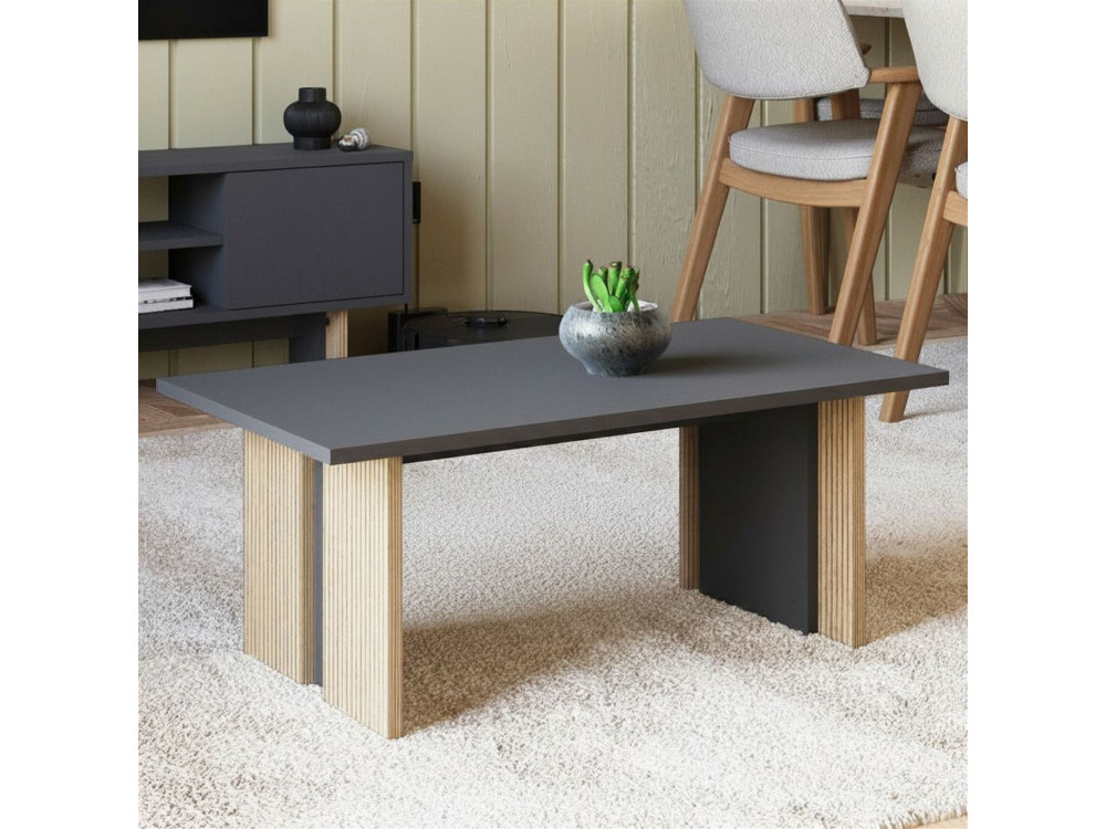 Couchtisch aus Holz "Ravello" - 90 x 50 x 40 cm - Anthrazitgrau