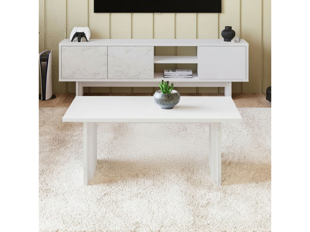 Couchtisch aus Holz "Ravello" - 90 x 50 x 40 cm - Weiß