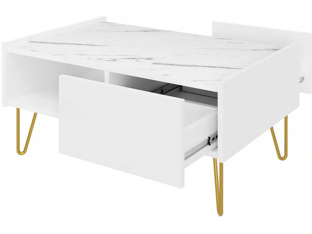 Couchtisch „Narine L“ – 97 × 45 × 65 cm – Weiß