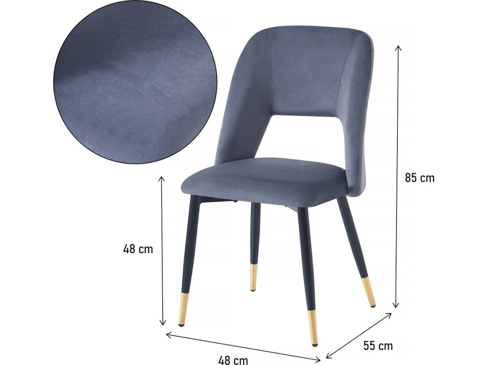 Stuhl aus Samt 2er-Set "Coralie" - Grau
