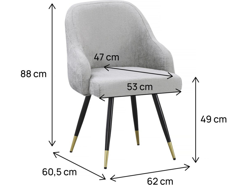 Set mit 2 Stoffstühlen „Harmony“ – 54 x 57 x 90 cm – Hellgrau