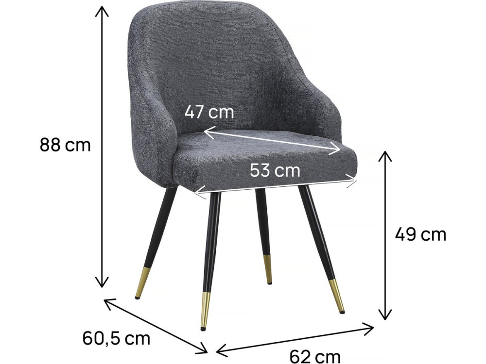 Set mit 2 Stoffstühlen „Harmony“ – 54 x 57 x 90 cm – Grau