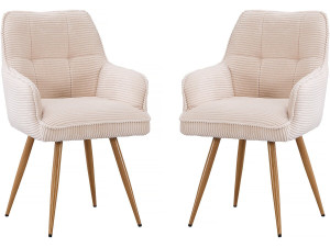 Set mit 2 Cordstühlen „Mayra“ – 60 x 56 x 88 cm – Beige