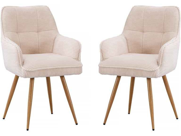Set mit 2 Cordstühlen „Mayra“ – 60 x 56 x 88 cm – Beige