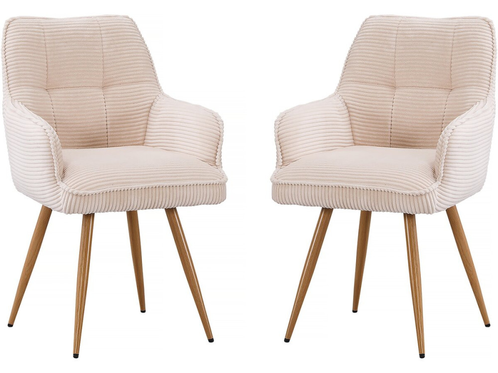 Set mit 2 Cordstühlen „Mayra“ – 60 x 56 x 88 cm – Beige
