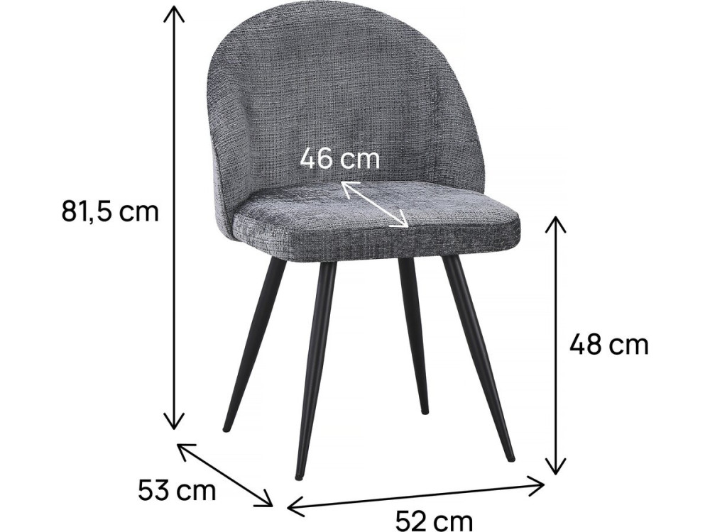 Set mit 2 Stoffstühlen „Samuel“ – 53 x 51 x 82 cm – Grau