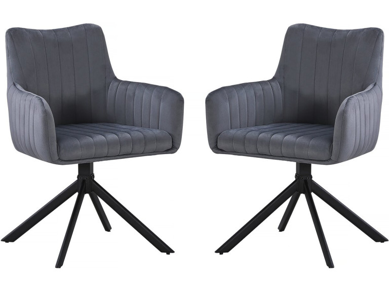 Set mit 2 Stoffstühlen „Pharell“ – 60 x 61 x 91 cm – Grau