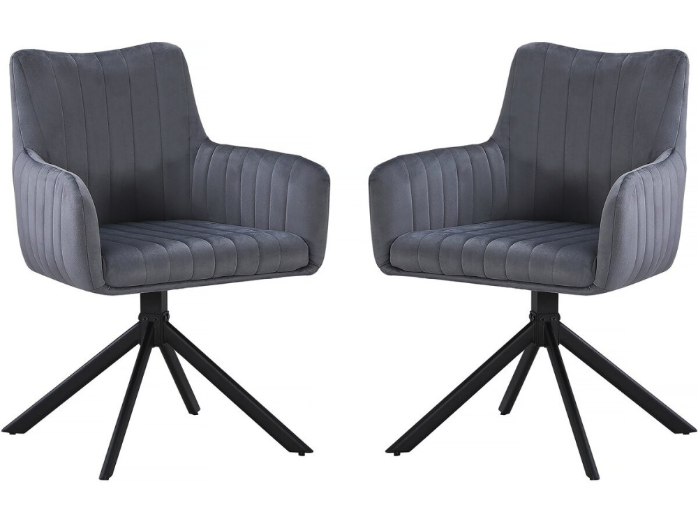 Set mit 2 Stoffstühlen „Pharell“ – 60 x 61 x 91 cm – Grau