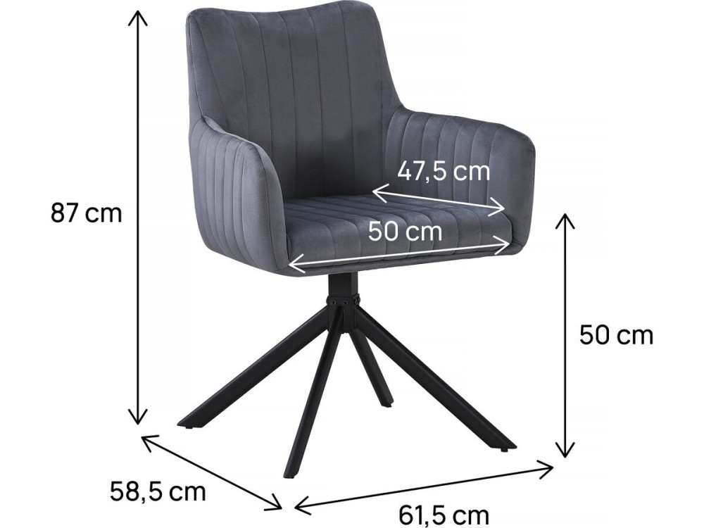 Set mit 2 Stoffstühlen „Pharell“ – 60 x 61 x 91 cm – Grau