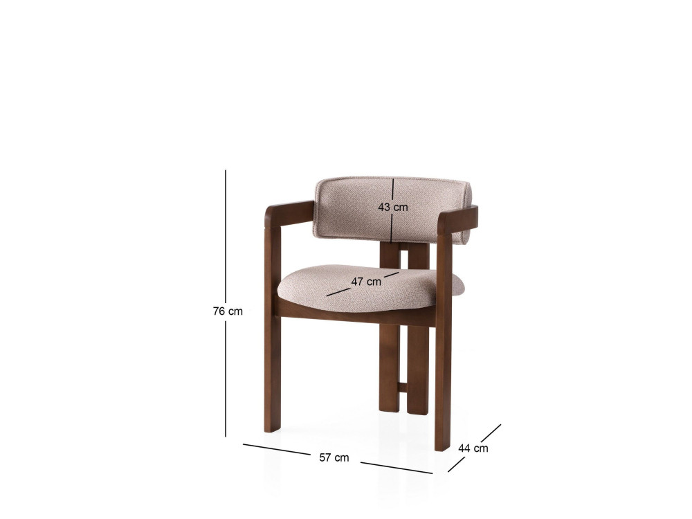Holzstuhl „Cozy” – 44 x 57 x 76 cm – Nussbaumcreme