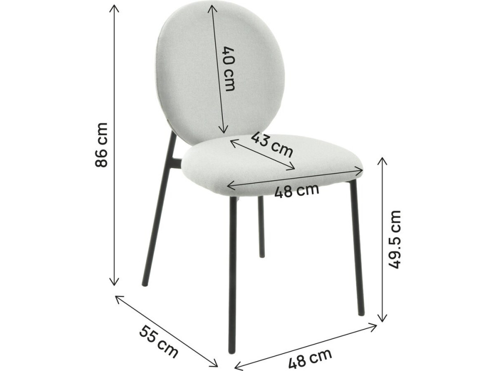 2er-Set Metall-Esszimmerstühle "Perla" - Hellgrau