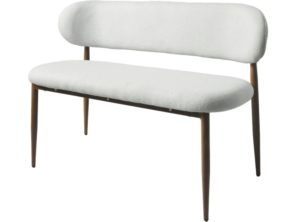 Esszimmerbank aus Stoff - 110 cm - "Selene" - 3-Sitzer - Hellgrau und Braun