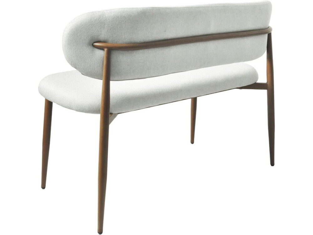 Esszimmerbank aus Stoff - 110 cm - "Selene" - 3-Sitzer - Hellgrau und Braun