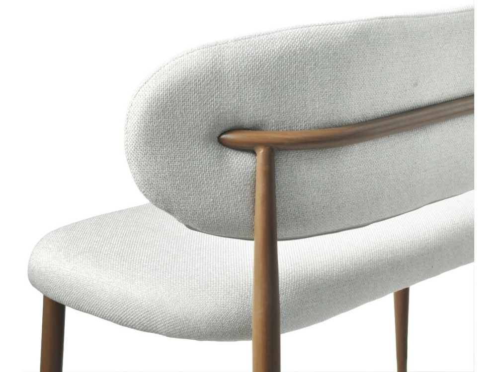 Esszimmerbank aus Stoff - 110 cm - "Selene" - 3-Sitzer - Hellgrau und Braun