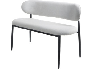 Esszimmerbank aus Stoff - 110 cm - "Sélène" - 3-Sitzer - Hellgrau und Schwarz