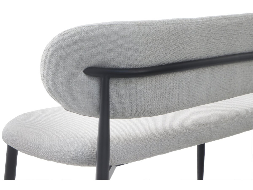 Esszimmerbank aus Stoff - 110 cm - "Sélène" - 3-Sitzer - Hellgrau und Schwarz