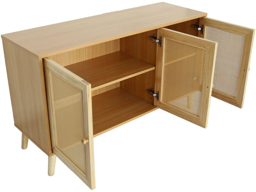 Anrichte mit Rohrgeflecht "Neuille" - 120 x 40 x 71,5 cm - Beige
