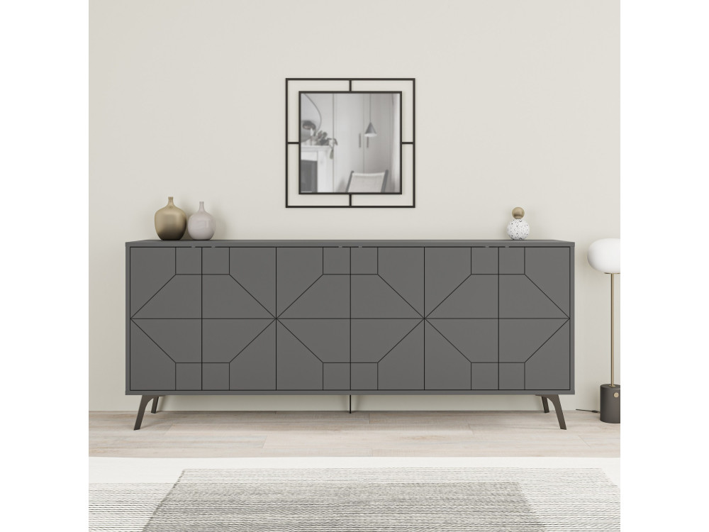 Anrichte aus Holz "Dune" - 183 x 35 x 77 cm - Anthrazit