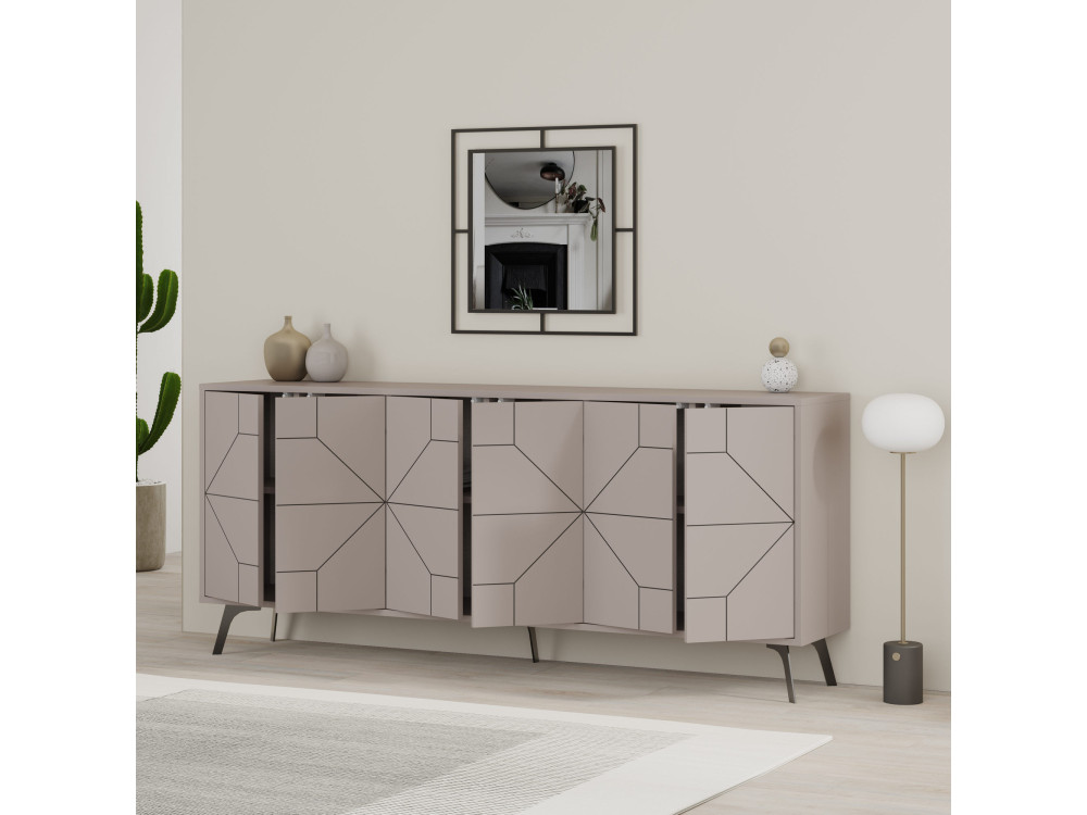 Holzanrichte "Dune" - 184 x 35 x 77 cm - Helles Mokka