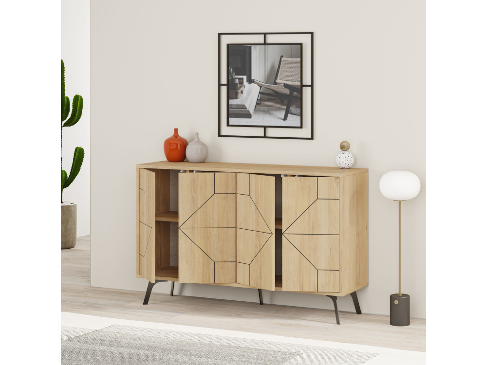 Anrichte aus Holz "Dune" - 123 x 35 x 62 cm - Beige