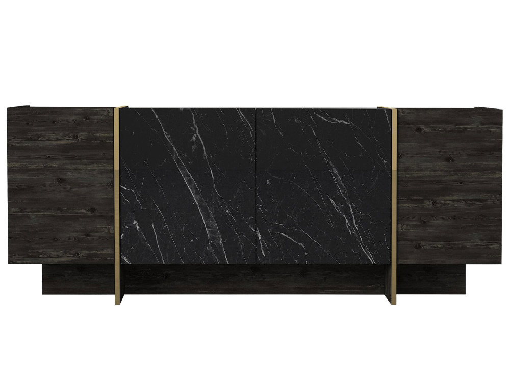 Holz Buffet "Veyron" - 180 x 46 x 75 cm - Schwarz Gold