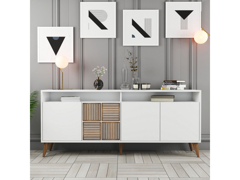 Holzkonsole "Milan" - 180 x 35 x 78 cm - Weiß