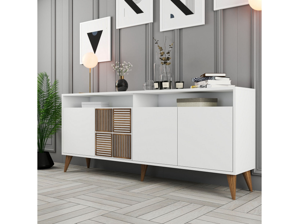 Holzkonsole "Milan" - 180 x 35 x 78 cm - Weiß