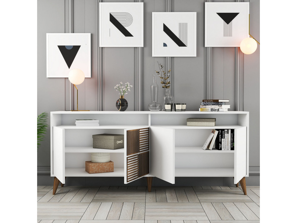 Holzkonsole "Milan" - 180 x 35 x 78 cm - Weiß