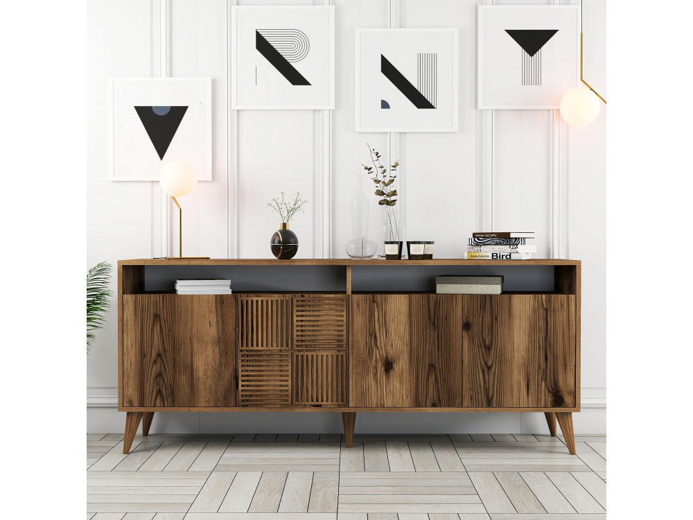 Anrichte aus Holz "Milan" - 180 x 35 x 78 cm - Walnussholz