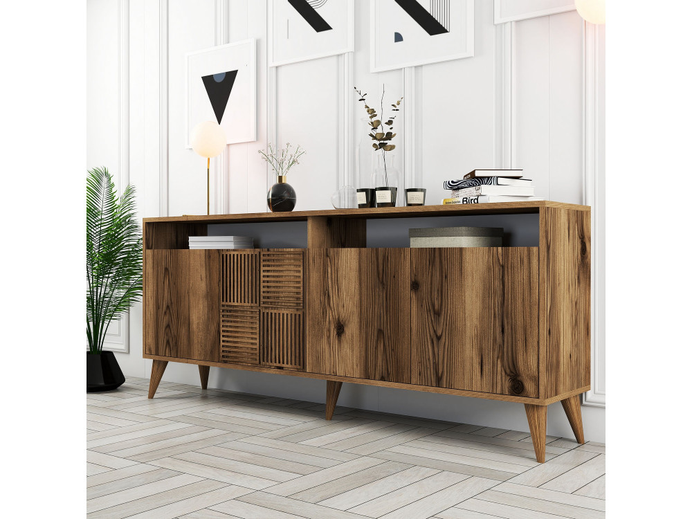 Anrichte aus Holz "Milan" - 180 x 35 x 78 cm - Walnussholz