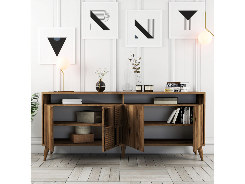 Anrichte aus Holz "Milan" - 180 x 35 x 78 cm - Walnussholz