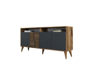 Holzanrichte "Milan" - 160 x 35 x 78 cm - Nussbaum, Anthrazit