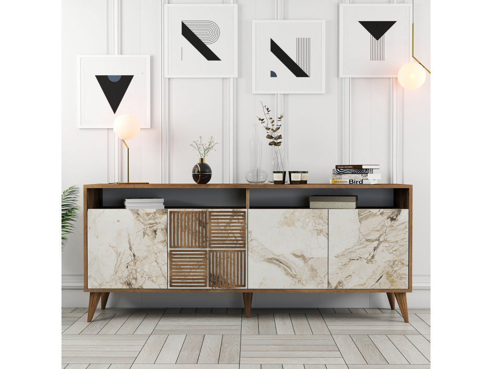 Holzkonsole "Milan" 180 x 35 x 78 cm - Walnussholz