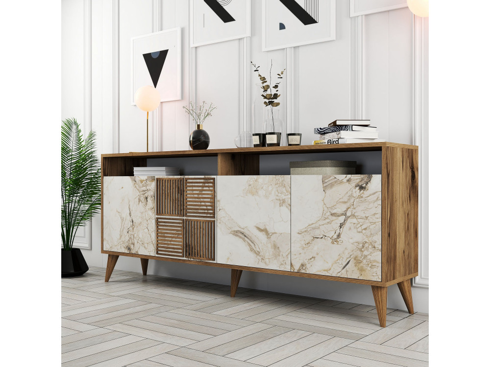 Holzkonsole "Milan" 180 x 35 x 78 cm - Walnussholz
