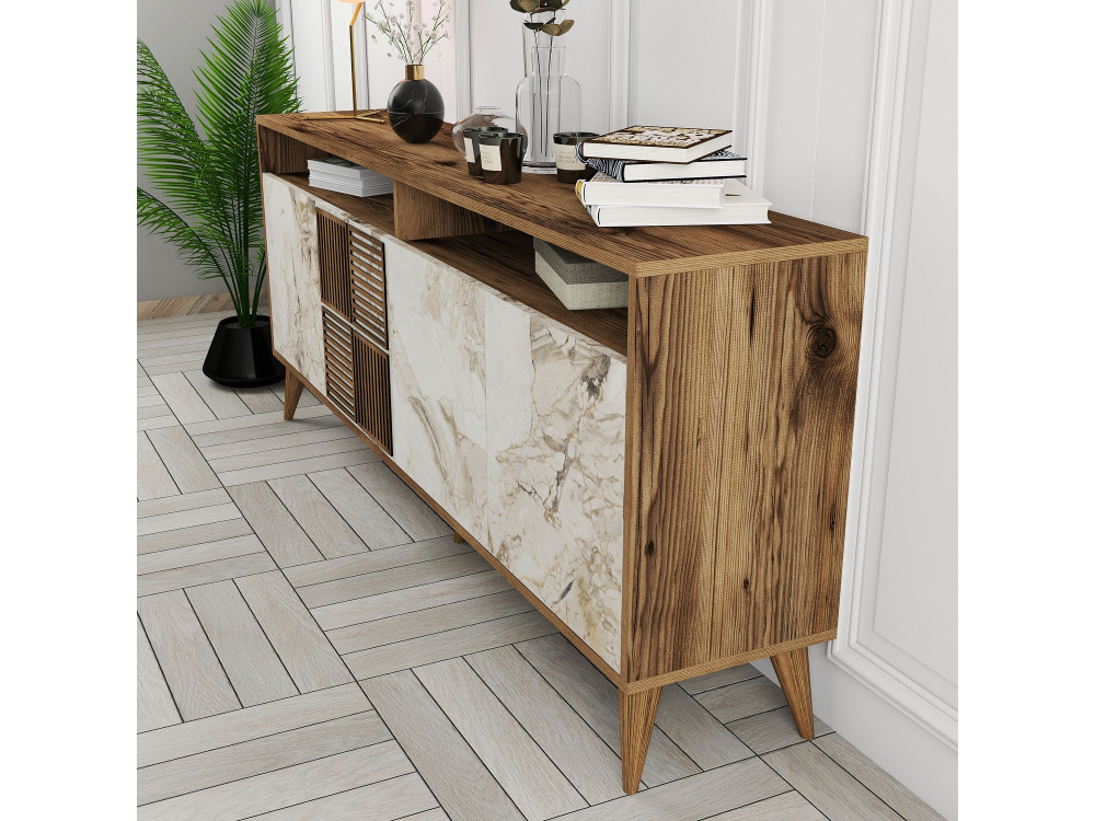 Holzkonsole "Milan" 180 x 35 x 78 cm - Walnussholz