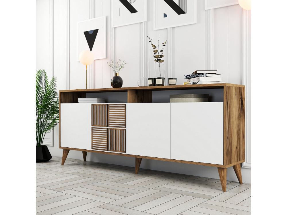 Holzbuffet "Milan" - 180 x 35 x 78 cm - Weiß