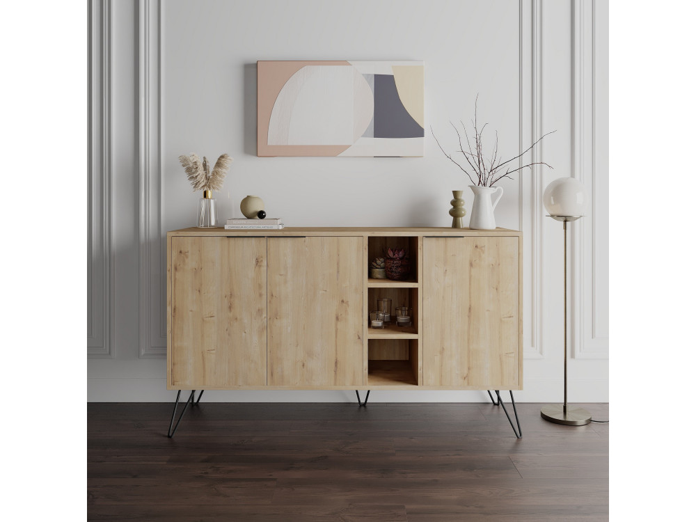 Anrichte aus Holz "Clara" - 142 x 36 x 83 cm - Beige