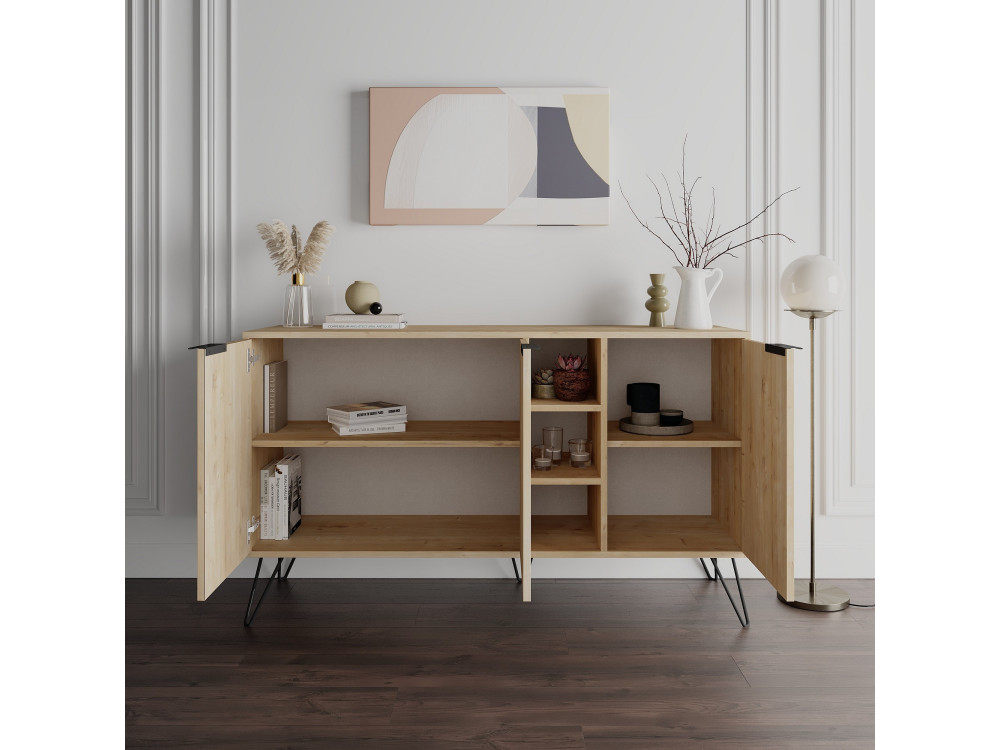 Anrichte aus Holz "Clara" - 142 x 36 x 83 cm - Beige