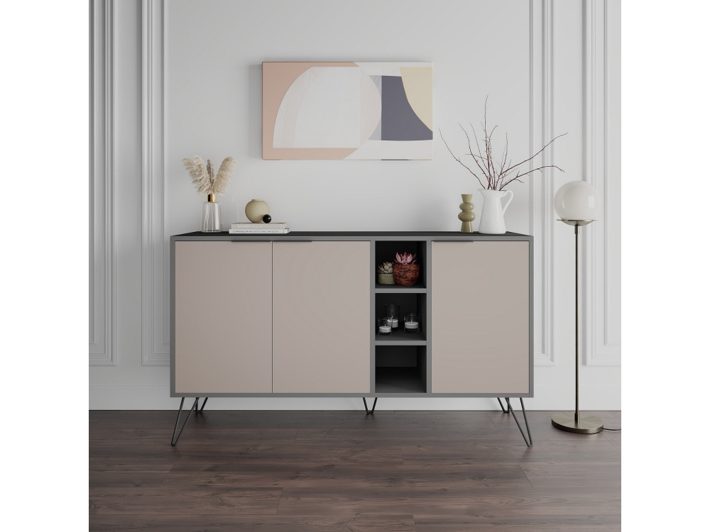Holzanrichte "Clara" - 142 x 36 x 83 cm - Helles Mokka
