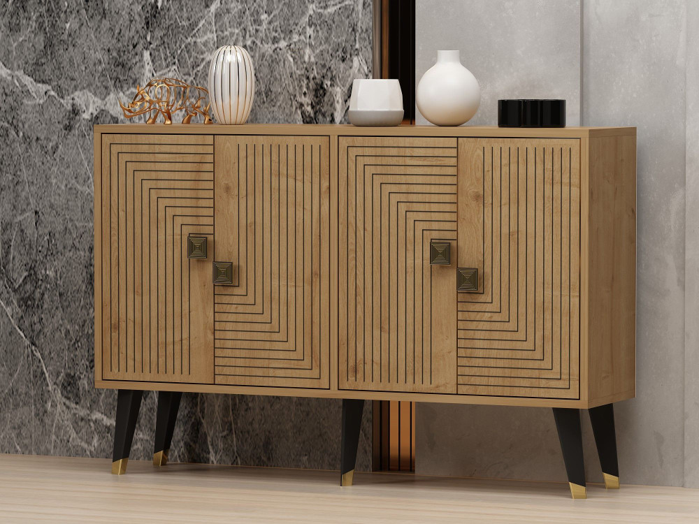 Holzanrichte "Ahart" - 120 x 30 x 80 cm - Eiche Saphir Gold