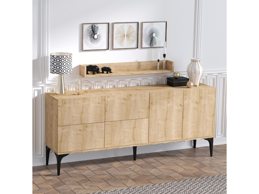 Holzanrichte "Stella" - 180 x 40 x 55 cm - Eiche Saphir