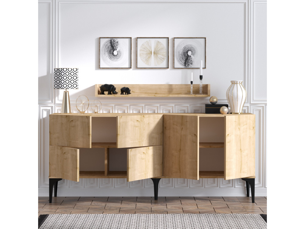 Holzanrichte "Stella" - 180 x 40 x 55 cm - Eiche Saphir