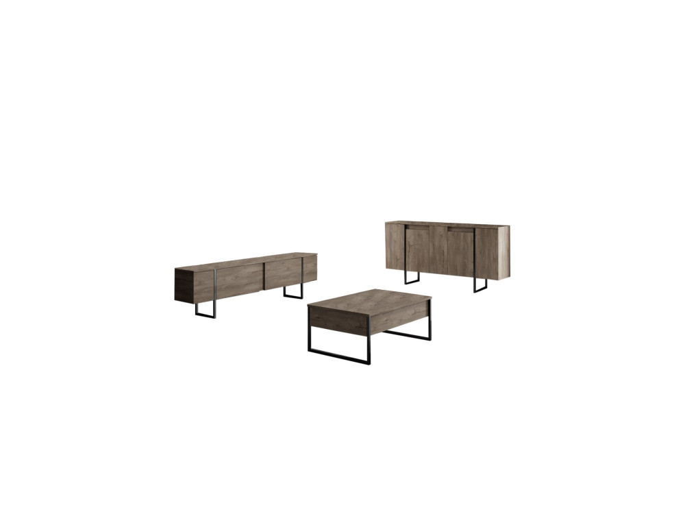 Holzanrichte "Luxe" - 160 x 35 x 80 cm - Nussbaum Schwarz