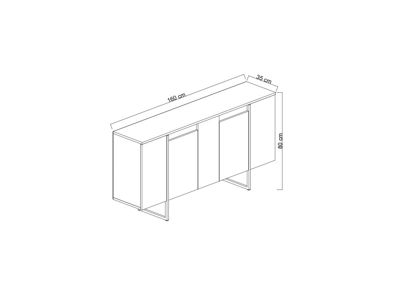 Holzbuffet "Luxe" – 160 x 35 x 80 cm – Anthrazitgold