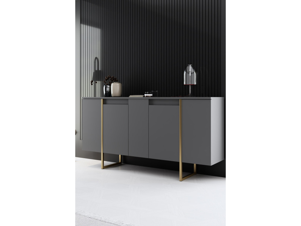 Holzbuffet "Luxe" – 160 x 35 x 80 cm – Anthrazitgold