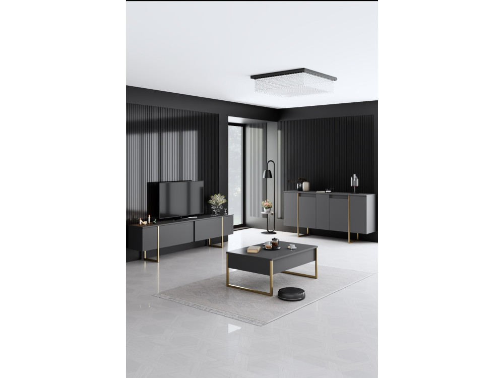 Holzbuffet "Luxe" – 160 x 35 x 80 cm – Anthrazitgold
