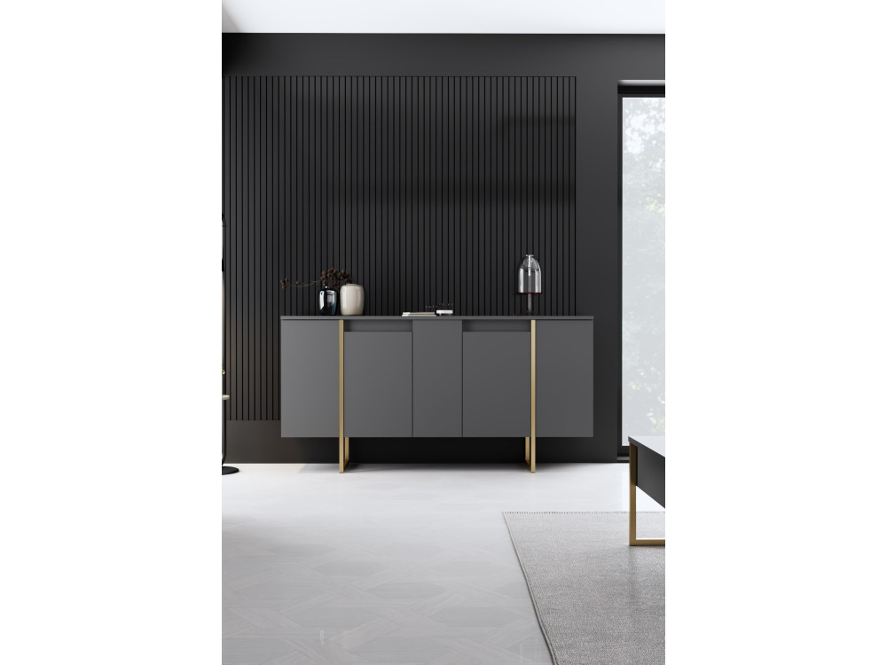 Holzbuffet "Luxe" – 160 x 35 x 80 cm – Anthrazitgold